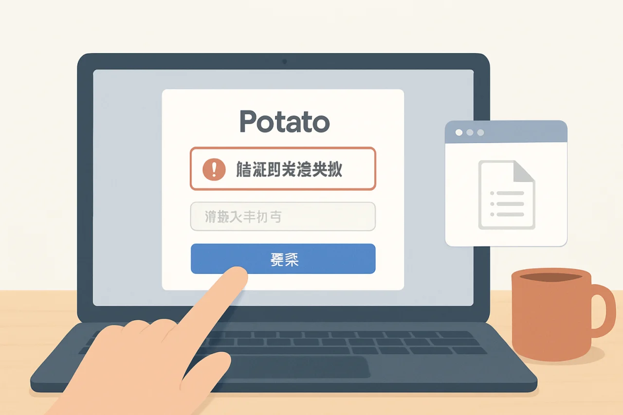 Potato注册/登录显示发送验证码失败怎么办？